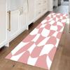Modern Optical Illusion Runner Rug Geometric Checkered Pattern Carpet Soft Non-Slip Hallway Mat for Living Room Bedroom Entryway