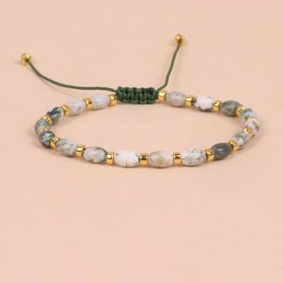 1 ks elegantní kamenný korálkový náramek pro ženy šperky jóga meditace léčení nastavitelný pletený český mechový achátový náramek