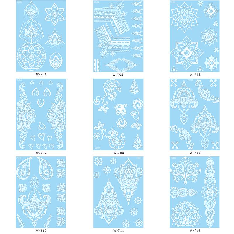 

Новая белая кружевная тату-наклейка, водостойкая, набор временных татуировок, наклейка Ханна, свадебная, для вечеринки, тату-наклейка для украшения 148 * 208mm