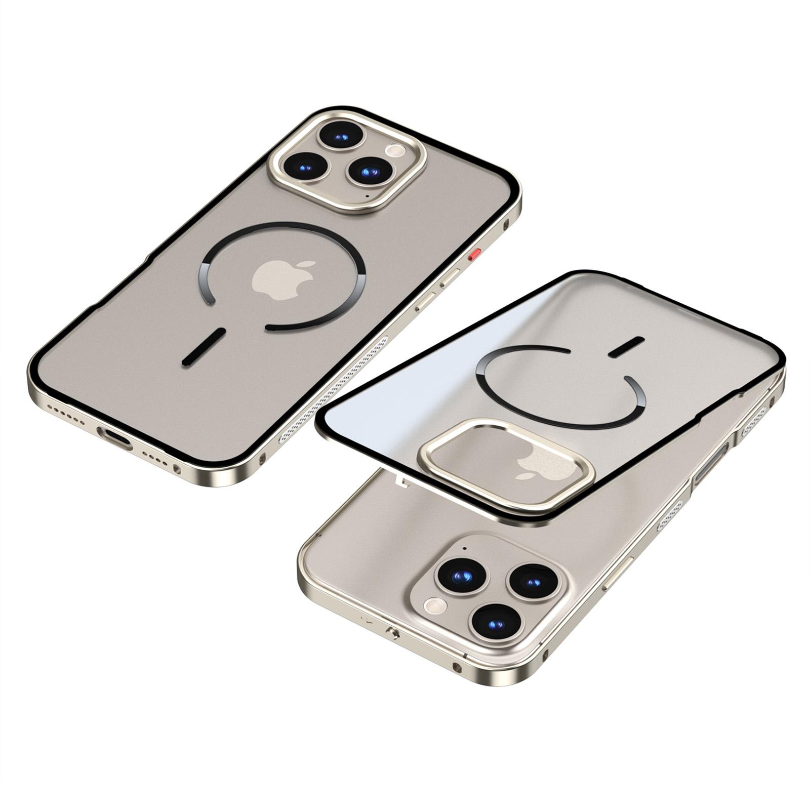 

For iPhone 16 Pro Case Compatible with MagSafe Aluminium Alloy PC Matte Phone Cover Pop-Up Snap Lock