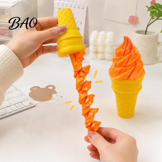 Portable Fidget Tools Telescopic Ice Cream Cone Toy, Novelty Spiral Swords, Sensory Stress Anxiety Relief Gadgets Toy for Anxiety, Decompression Play