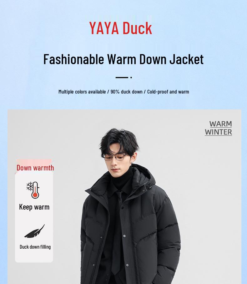 Men's Yaya 2025 Winter Fashion Loose Fit Hooded Duck Down Jacket