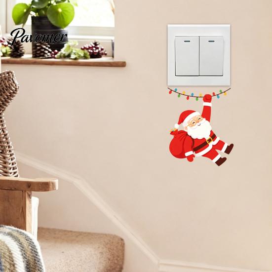 Decorative Outlet Cover Stickers Santa Claus On Swing Switch Sticker, PVC Wall Decal, Removable Skins Self-adhesive Light for Bedrooms And Living