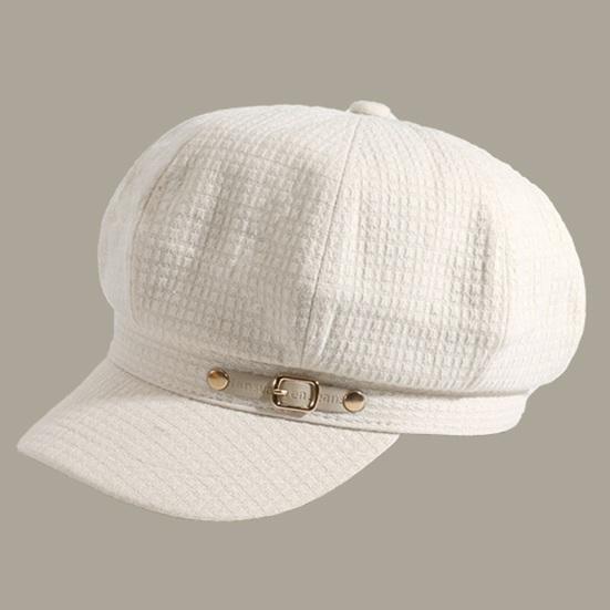 Womrn Herbst Winter Hut Maler Hut Kurze Krempe Schnalle Dekor Dome Top Retro Künstlerische Dekorative Dame Kappe