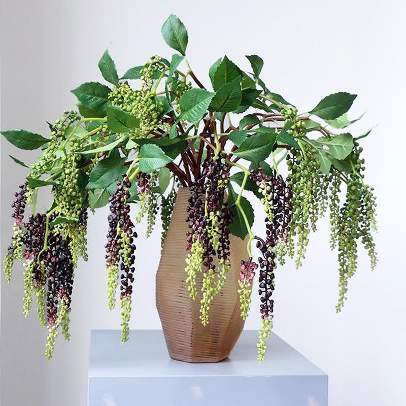 Artificial Fruit Branch Hanging Green Plant Natural Effect Home Garden Decorative Plant for Outdoor Balcony Artificial Fern
