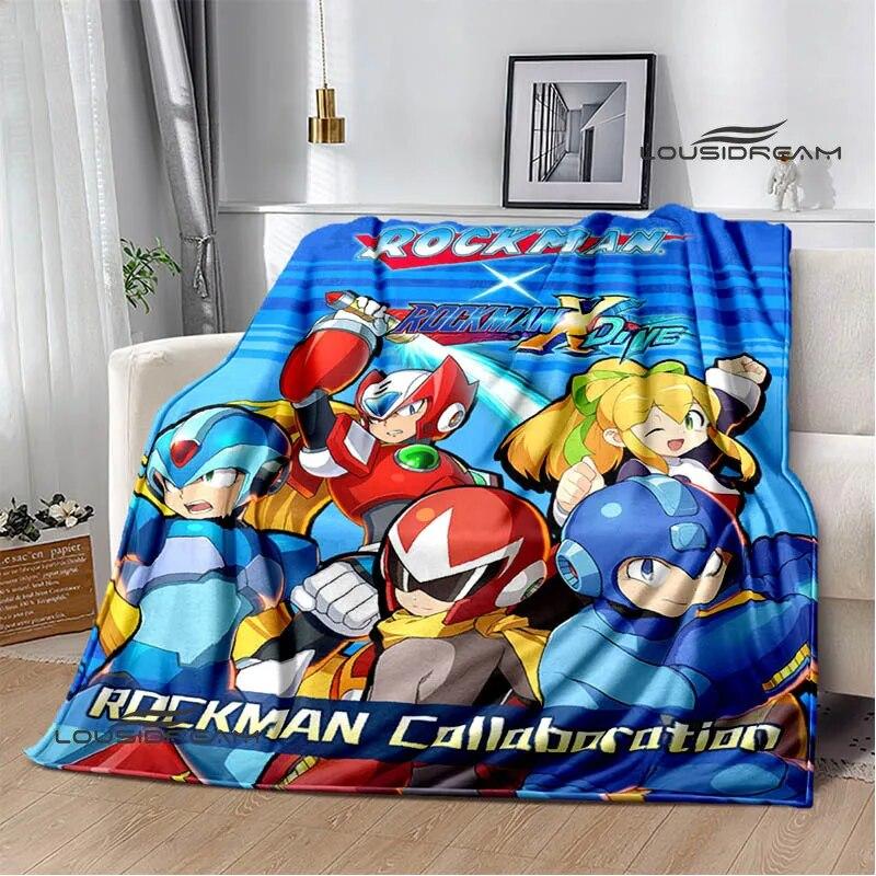 Rockman Game Cartoon Printed Blankets Warm Blanket Soft and Comfortable Home Travel Bed Blanket Picnic Blanket Birthday Gift