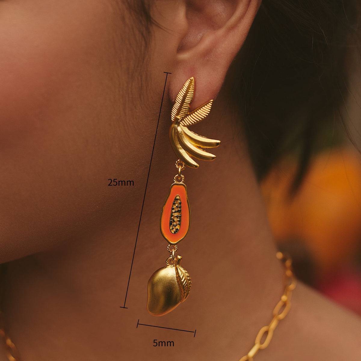 

Internet Celebrity Stainless Steel Tropical Fruit Earrings Earrings Color Retention