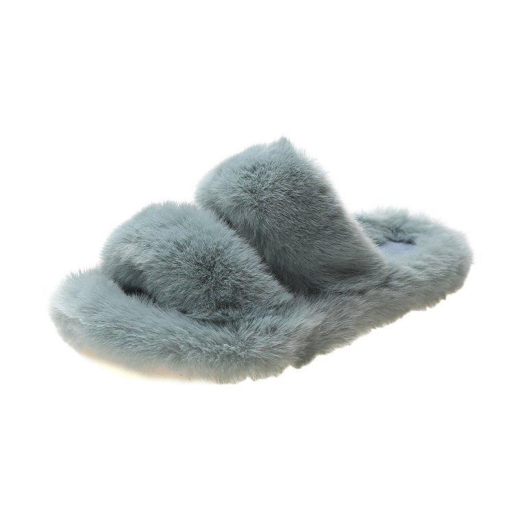 Women's Wool Slippers Candy Color Autumn and Winter New Double One-Piece Open-Toe Slippers Wool Cotton Slippers
