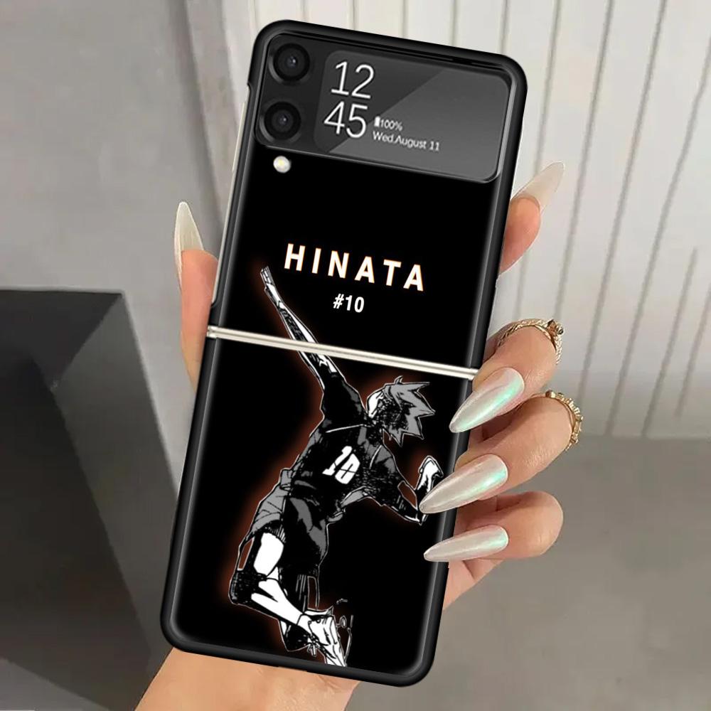 Haikyuu Oya Volleyball Anime Hard PC Phone Case For Samsung Galaxy Z Flip 6 5 4 3 Black Cover ZFlip6 Flip5 Flip4 5G Foldable Pri