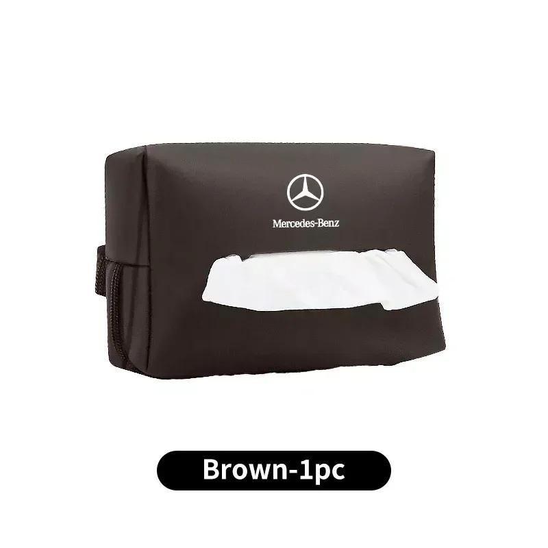 Car Tissue Bag Seat Back Hanging Sun Visor Armrest Paper Towel Box For Mercedes Benz AMG A C E S Class W201 W210 W108 W204 W205 p1