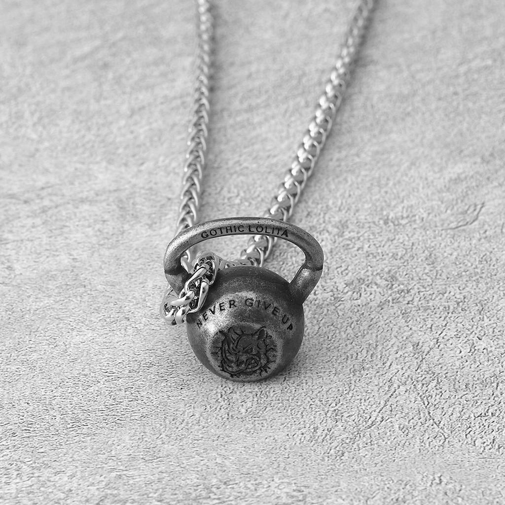 Stainless Steel Dumbbell Pendant Necklace Black Gun Plated Personality Men's Neck Accessories Jewelry Fitness Male Necklace Gift
