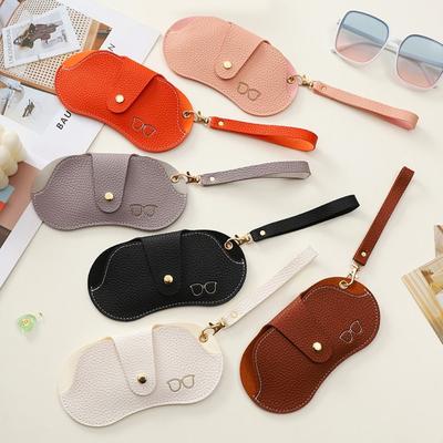 Portable Leather Glasses Bag Lychee Pattern Myopia Frame Case Holder Sunglasses Case  For Women Men