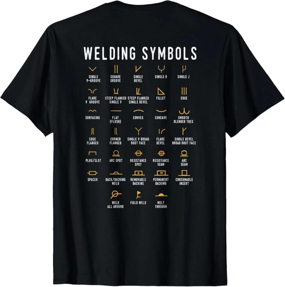 RARE! Welding Symbols - Funny Welder (On Back) T-Shirt 2XL