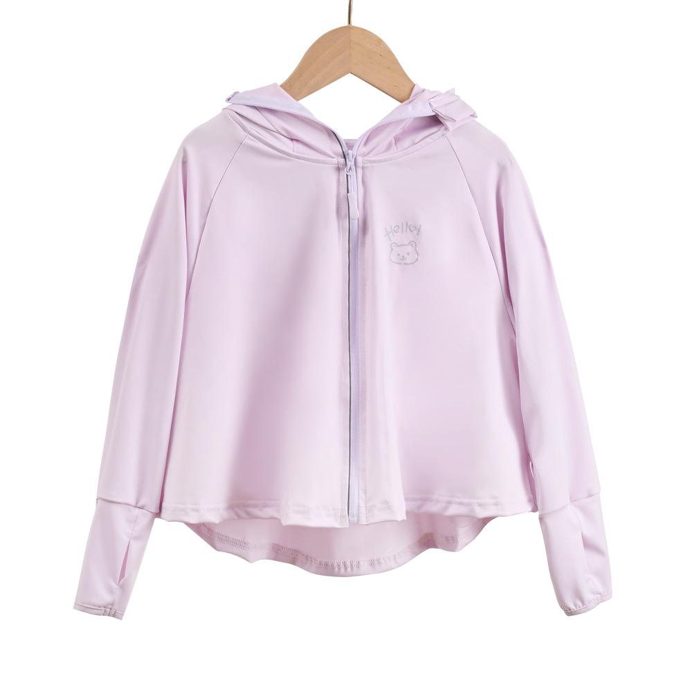 Kinder Bär Eis Seide Sonnenschutz Kapuzenpullover UPF50+ Leichte Atmungsaktive UV-Schutz Sommerjacke für Jungen und Mädchen