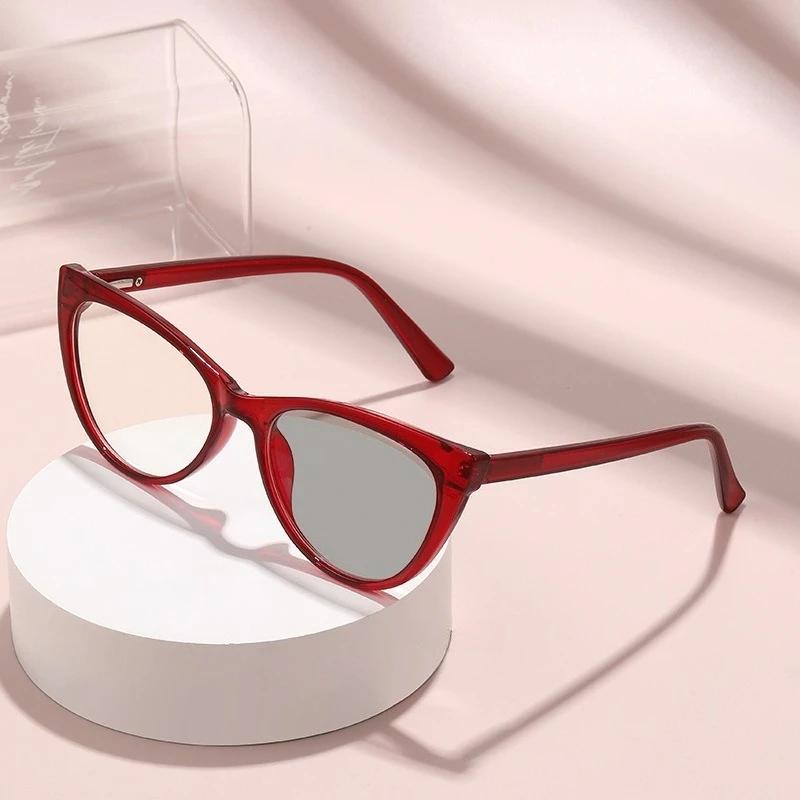 Vitage Cat Eye Color Changing Myopia Glasses Fashionable Ultra Light Anti Blue Light Eyewear  Stylish Women Minus Sight Glasses