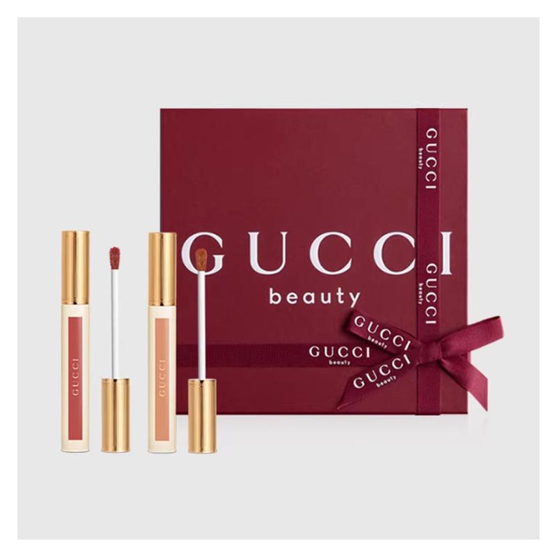 Gucci Makeup Set Qingse Watery Lip Gloss Celebrity Two-color Lipstick Gift Box Two-piece Set: Aqua Lip Gloss #217 3.5g + Aqua Lip Gloss #130 3.5g