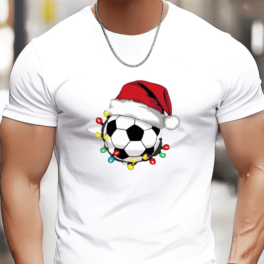 Latest Christmas Men's Casual Breathable Versatile Printed Crew Neck Cotton T-Shirt