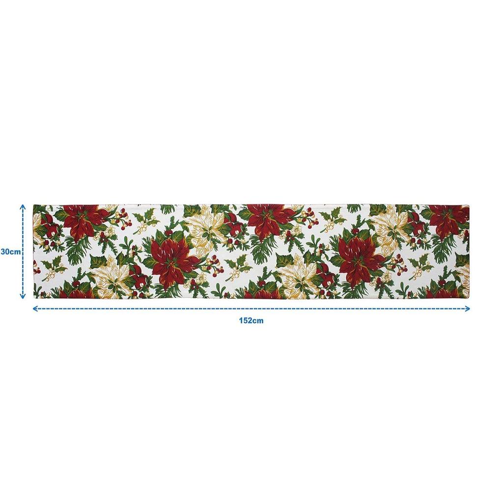 Cotton Maroon Flower Designed Floral Pattern Table Runner Length 152cm (Red, Pack of 1)