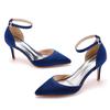 7cm Thin Heeled Large Size Sandals Banquet Women's Shoes High-end Silk High Heeled Sandals Satin Dress Long Skirt Shoes