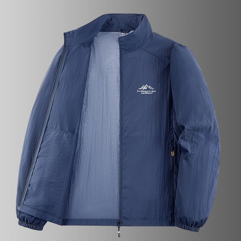 Sunscreen Clothes for Men New Style Middle-aged Men's Summer Fishing Suit Thin Outdoor Men's Stand-up Collar Sportswear