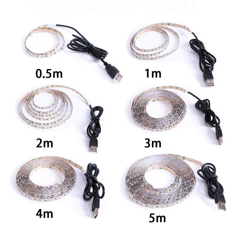 1Pcs Waterproof DC 5V LED String Light White Warm White 1-5m USB Strip Lamp Home Decor Lighting Tape SMD 2835 LED TV Background