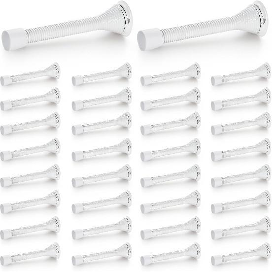 Ravinte Door Stoppers, 12 Pack Spring Door Stops with Rubber Bumper, Satin Nickel Door Stoppers for Bottom of Door