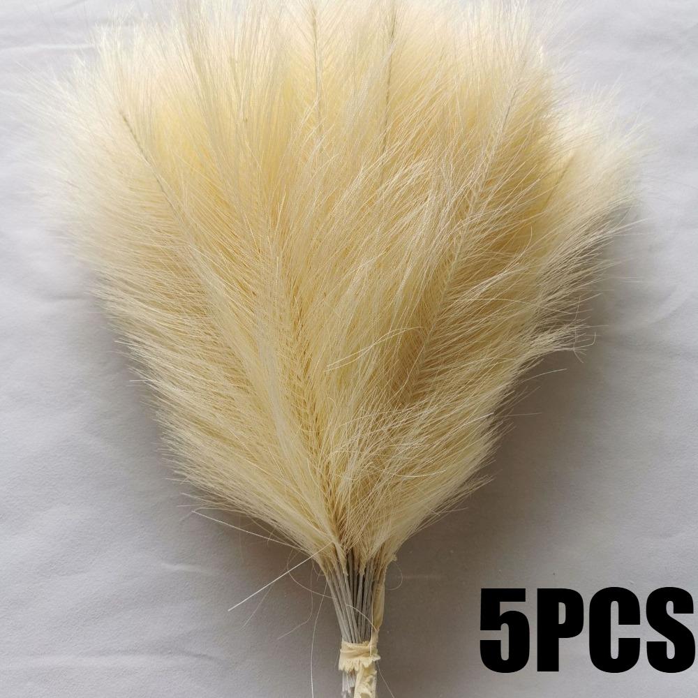 24PCS Brown Faux Pampas Grass White, 56cm Short Artificial Pompous Grass Floral Fake Pompas Grass Branches Vase Filler