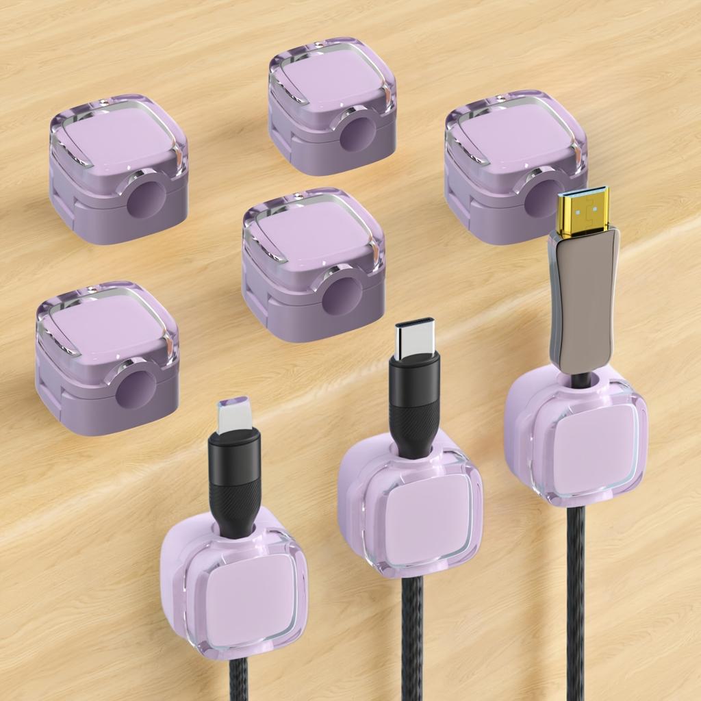 6-Pack Magnetic Cable Clips with Adjustable Adhesive Cord Holders - Strong Magnetic & Adhesive Base,Organize Chargers, Cables, Earphones, Cord Clips
