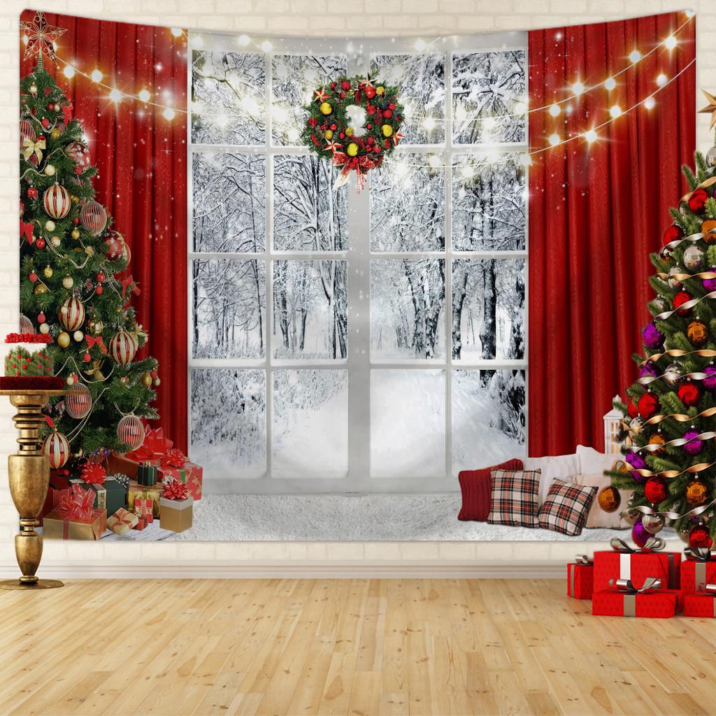 1pc Christmas Tapestry, Christmas Tree Snow Scene Photography Background Cloth, Event Decoration Background Poster Tapestry