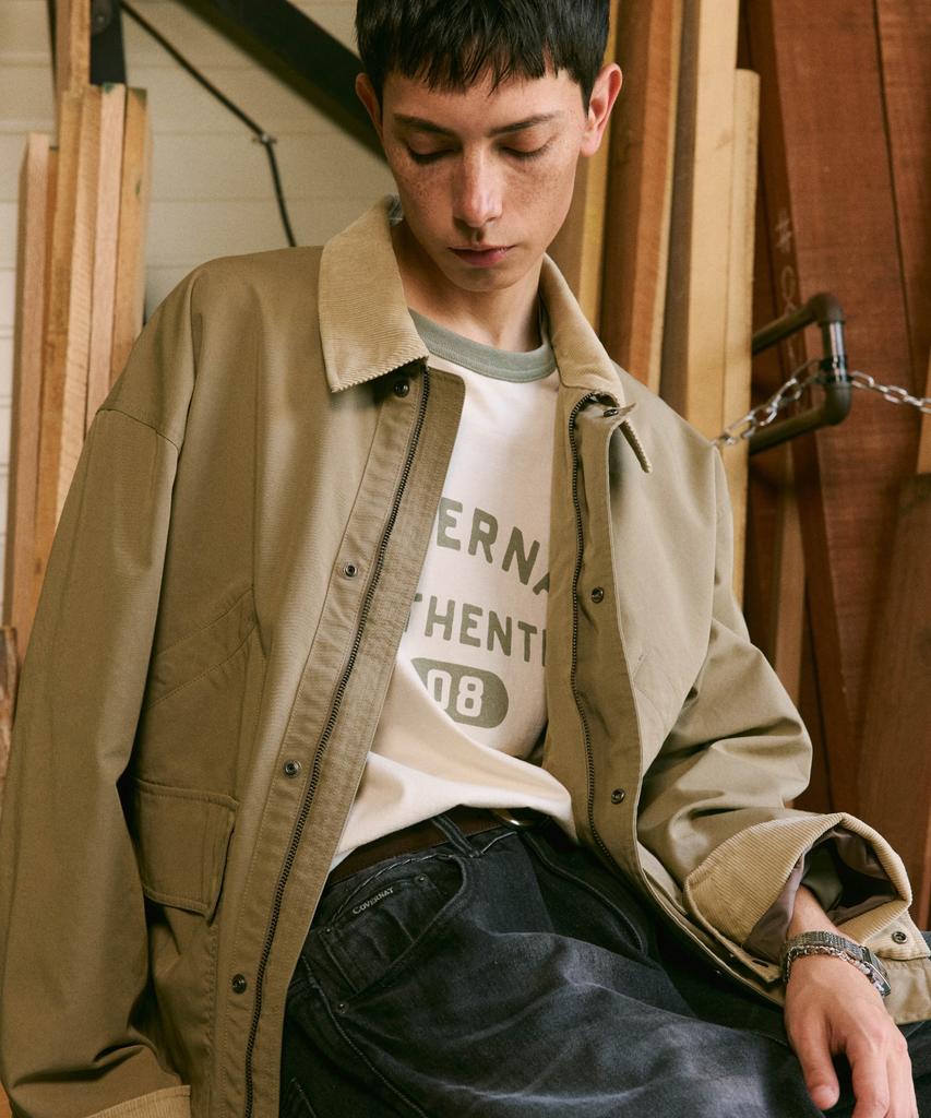 COVERNAT Corduroy Collar Contrast Jacket Light Khaki