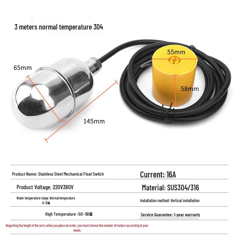 

304 Stainless Steel Float Switch Water Level Controller