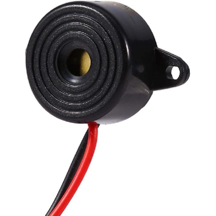 Mugast 3-24V Piezoelectric Electronic Buzzer Alarm, Black, 1 Pack, Wired, Car Compatible