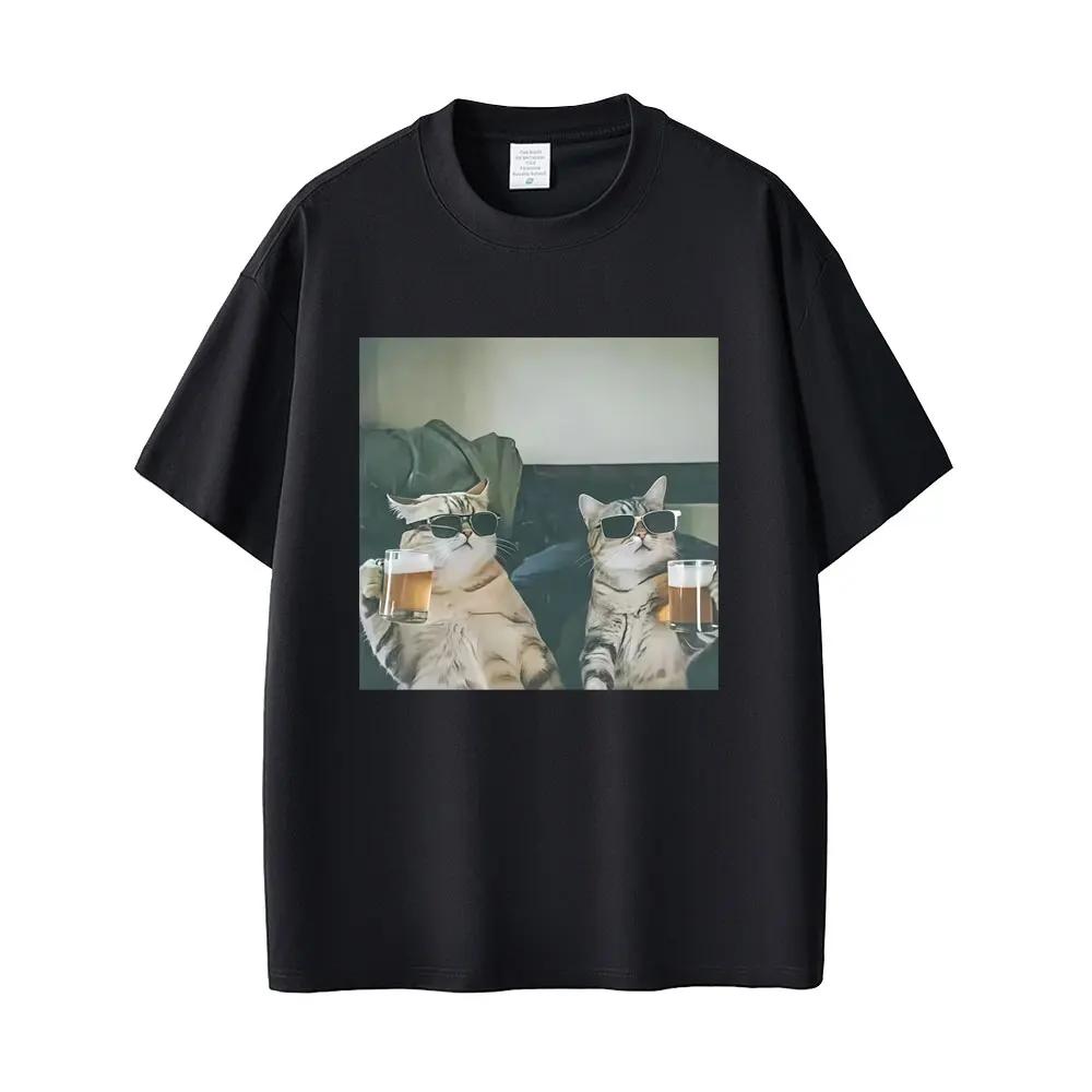 Cool Cats Drinking Beer Sunglasses Graphic T-shirt XXXL