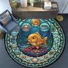 Golden Fish Glass Round Area Rug Under Office Chairs Bedroom Living Room Home Decor