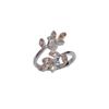 Adjustable Design Wheat Ear Leaf Rings Silver Color Leaves Ring Zircon Rings  Women's Jewelry