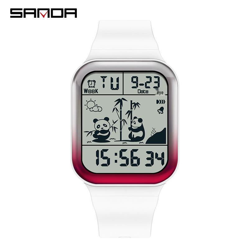 Sanda National Treasure Panda Gradient Unisex Waterproof Outdoor Electronic Watch
