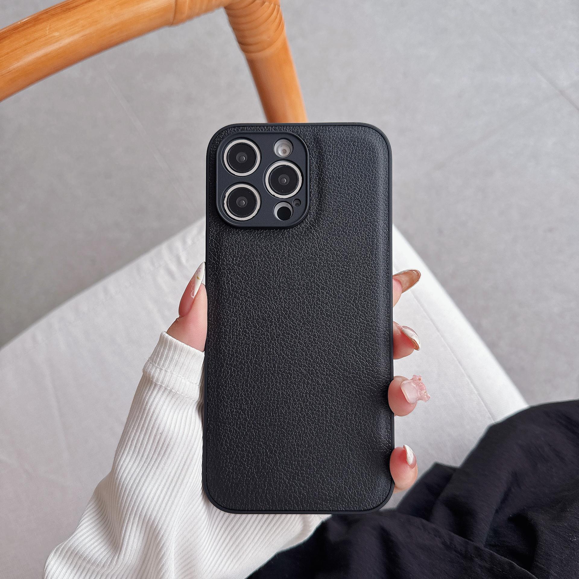 Premium Leather Texture Phone Case, Anti-fingerprint Shockproof Cover, Full-Body Drop Protection Case for IPhone apple 17promax чёрный