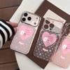 Transparent Pink Polka Dot Heart Bear Soft Case for Apple 17 Pro Max, Cartoon Style, Fits 14, 15, 16, 11
