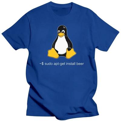 Funny Linux Sudo Get Me A Beer T Shirt for Men Short Sleeve Penguin Programmer Computer Developer Geek Nerd T-shirt Cotton Tee#Color