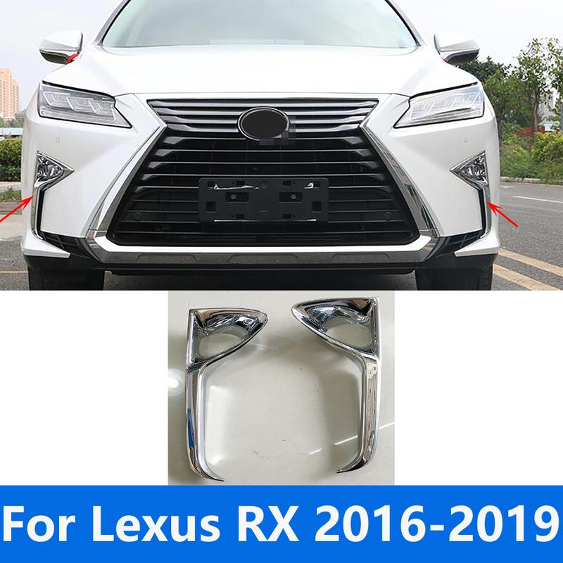 Fog Front Light Lamp Cover Trim For Lexus RX 200T 350 450H 450HL 2016-2018  Chrome Foglight Foglamp Protector Accessories