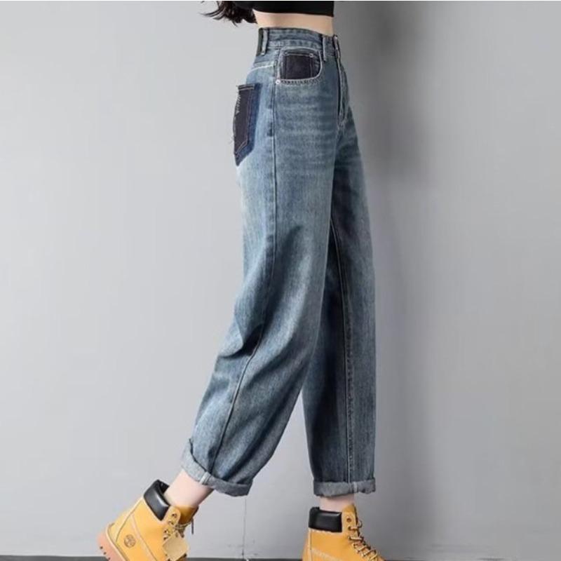 Women's Jeans Pants Large Size Women's Elastic High Waist Harem Pants