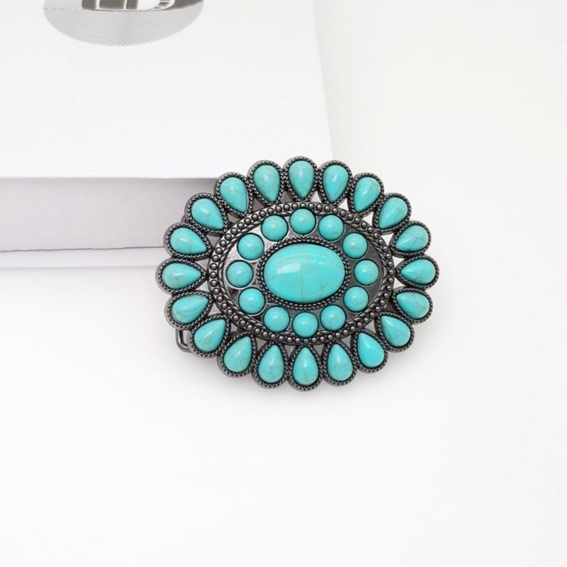 Vintage vyřezávaná přezka na opasek s květinovým vzorem Náhradní díl Snadné použití Těžká kamenná přezka na opasek Náhradní díly pro dospělé