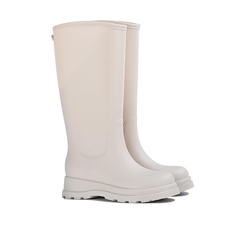 Fashion classic rain shoes women's high rain boots rainy day outdoor travel thickened non-slip waterproof shoes women's rubber shoes British boots