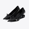 Silver Pointed-toe High Heels 2025 Spring and Autumn New Style Elegant Bow Shallow Mouth Floating Single Shoe Dress