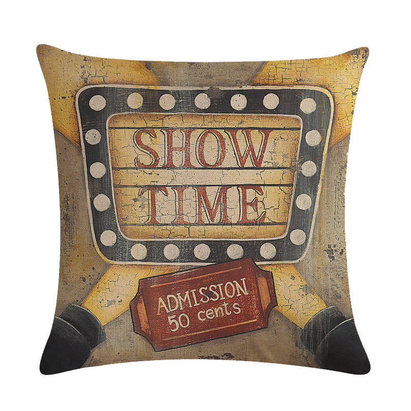 Oil Painting Moive Guitar Cushion Covers Art 45x45cm Cotton Linen Pillow Cover for Sofa Square Decorate Throw Pillow Cover