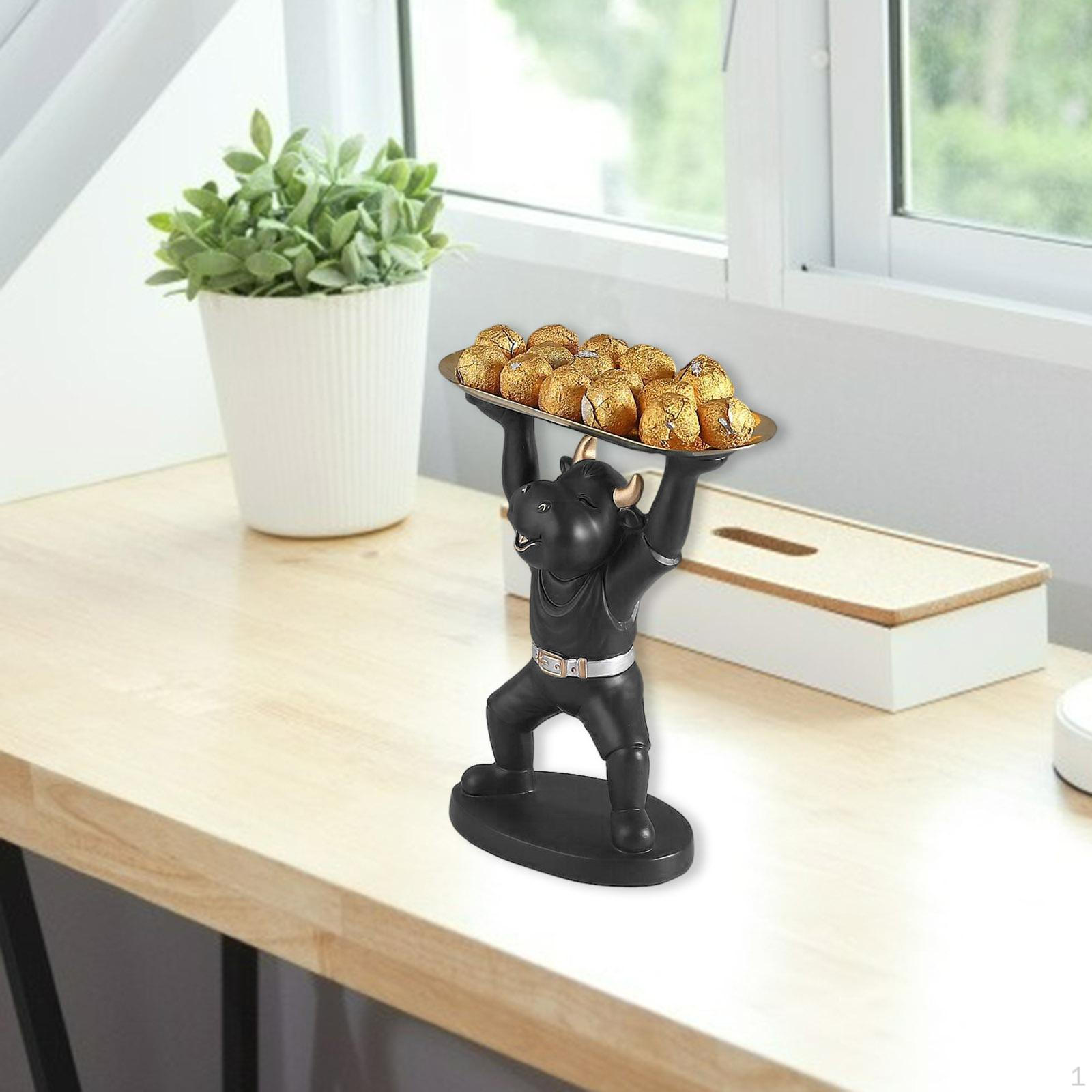 Лоток для хранения статуэток Фигурка животного для косметики День рождения Спальня Стол Прикроватная тумбочка чёрный