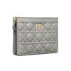 Dior Caro Checkered Pattern With Metal Chain Soft Cowhide Clutch Shoulder Crossbody Bag Women Bags Gray S5106UWHC-M41G