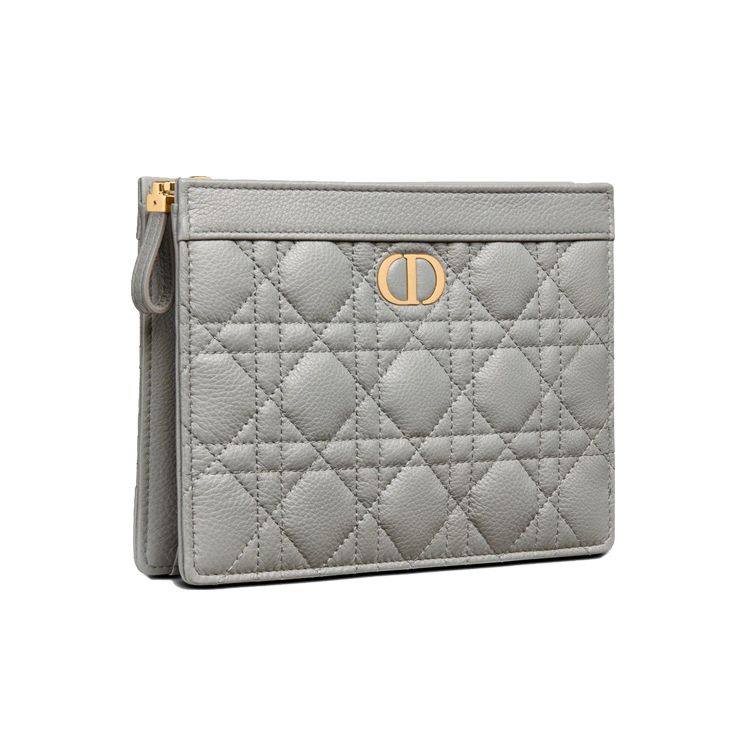 Dior Caro Checkered Pattern With Metal Chain Soft Cowhide Clutch Shoulder Crossbody Bag Women Bags Gray S5106UWHC-M41G