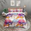 3 Stück Bunte Katzen Bettbezug Cartoon Katzenmuster 3D-Druck Geschenke Für Schüler Mädchen 100% Polyester Bettwäsche-Sets Mit 2 Kissenbezügen