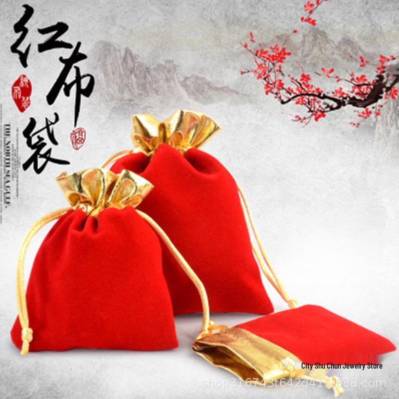 Red Flocking Jewelry Box for Earrings, Rings, and Necklaces